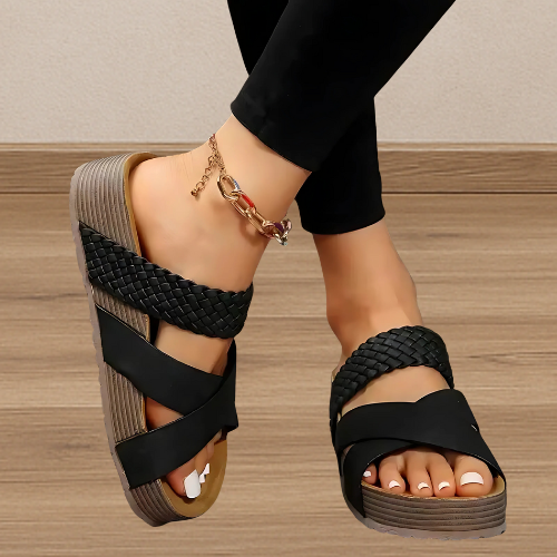 Sandales Femmes Talon Élastique et Tresse Été