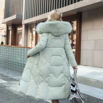 Manteau femme long à kapok avec col montant