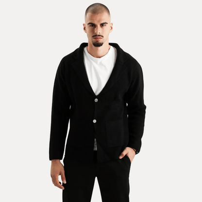 Veste Homme Laine Grise Élégante avec Poches et Col Montant