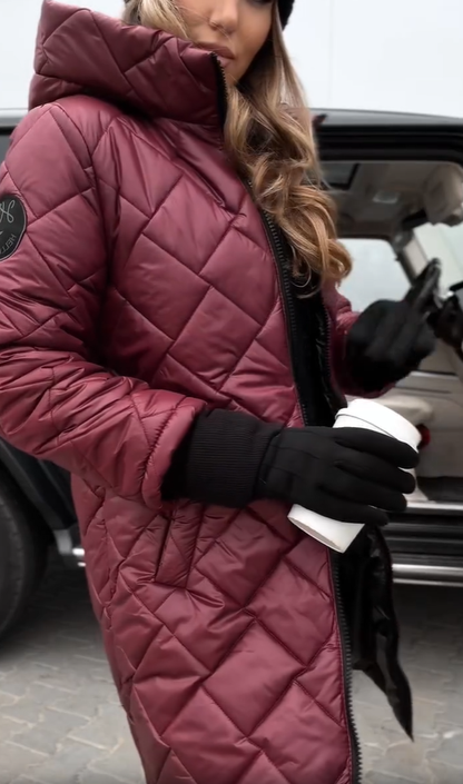 Veste Longue Matelassée Capuche Confortable