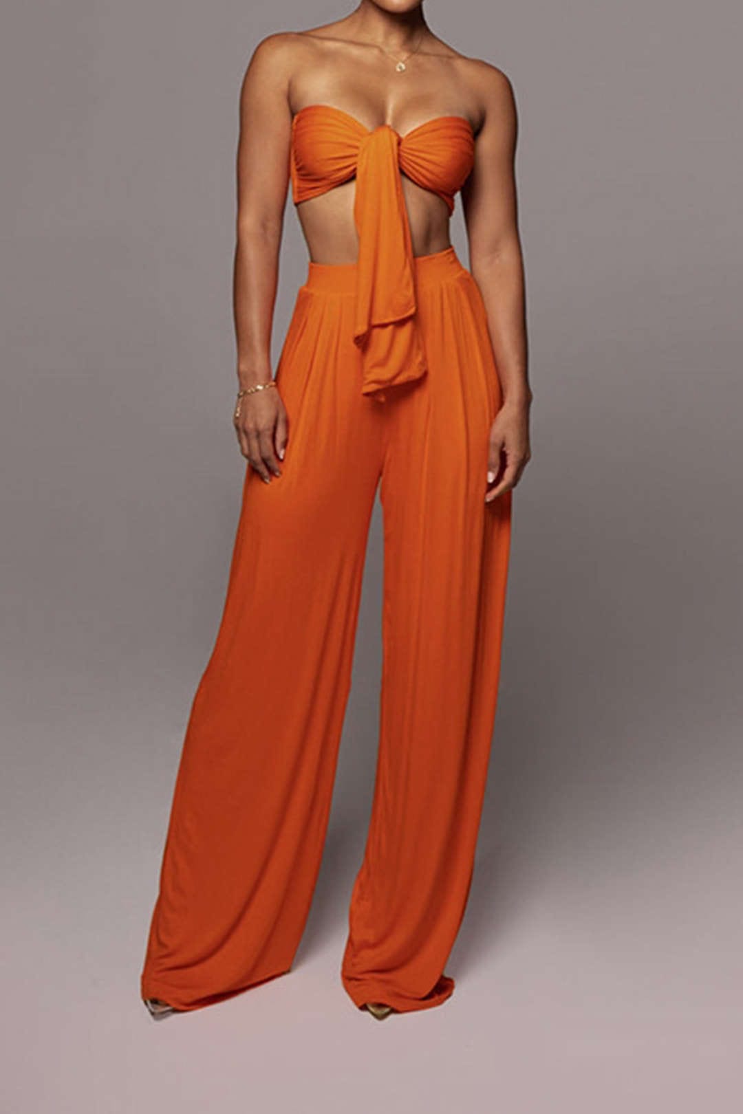 Ensemble Deux Pièces Élégant avec Bandeau et Pantalon Large