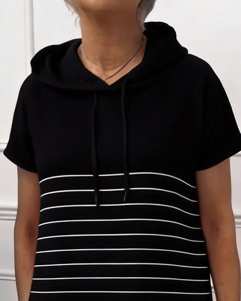Robe Femme Coton Décontractée Manches Courtes Coupe Droite