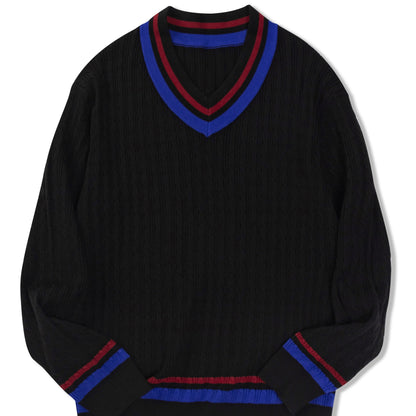 Pull Homme Col V en Laine avec Texture Jacquard