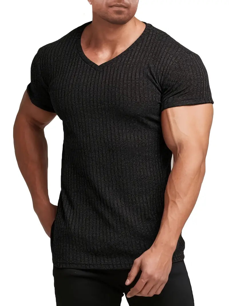 Chemise Homme Décontractée V-Encolure Slim Fit
