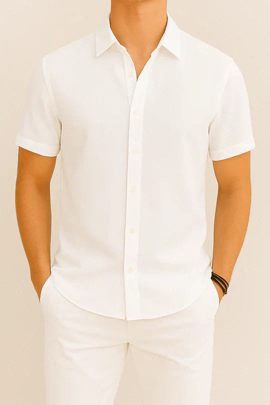 Chemise Homme en Coton Gris Clair Stylish