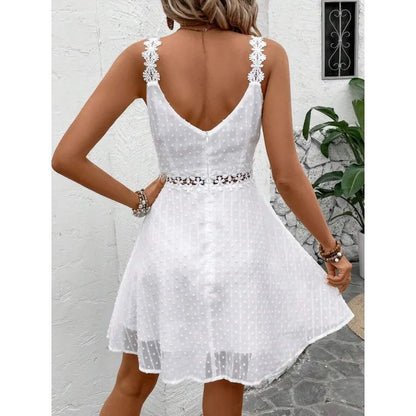 Robe mini Femme Dentelle Plumetis Bretelles fines