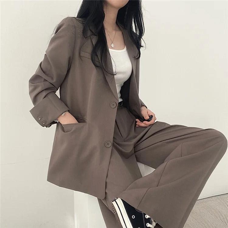 Costume Femme Tailleur 2 Pièces avec Blazer Long