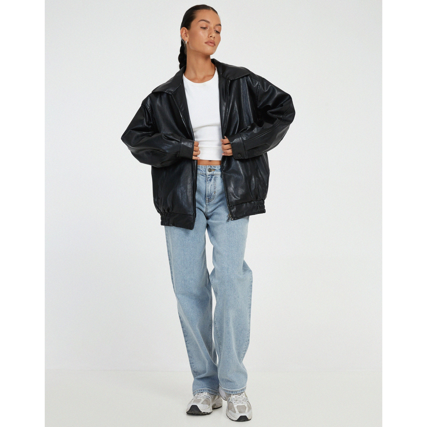 Veste Femme Cuir Faux Oversize Tendance