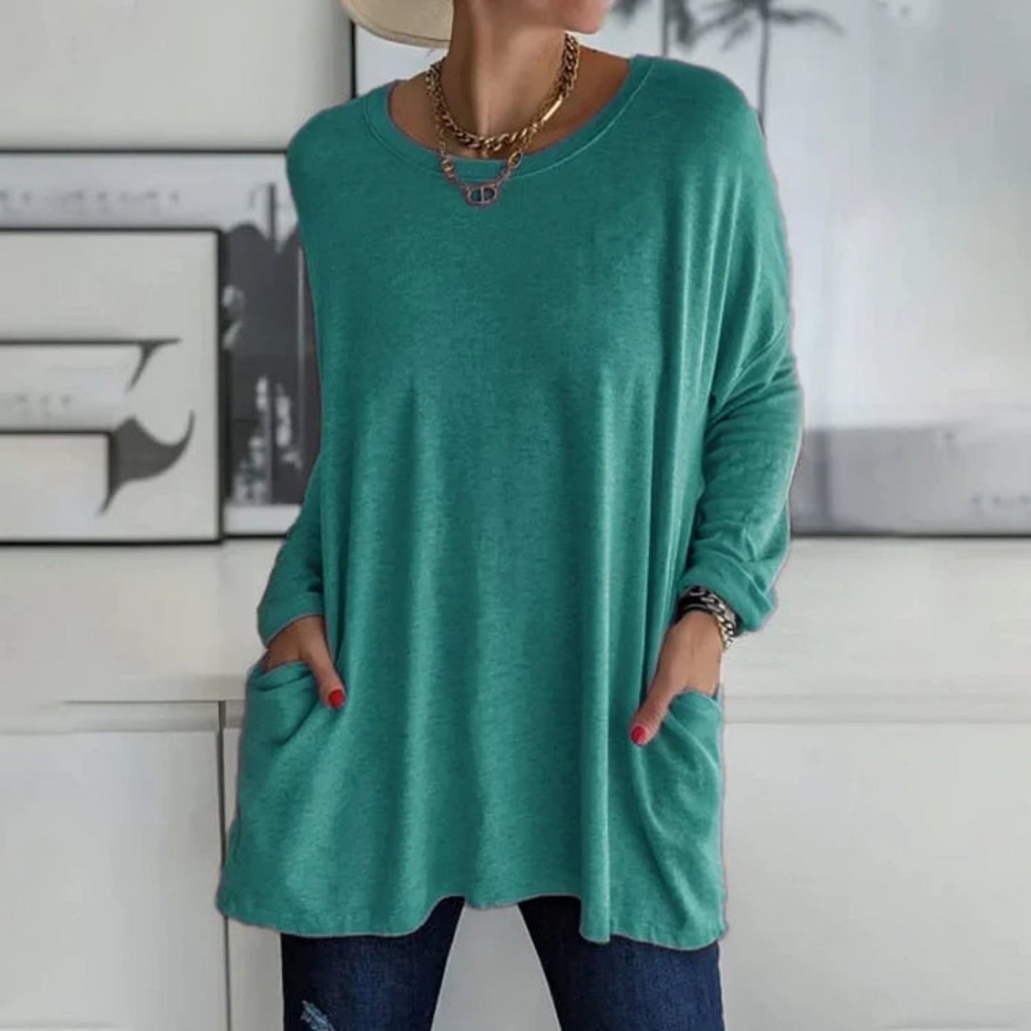 Pull Femme Doux et Élégant avec Poches Fonctionnelles