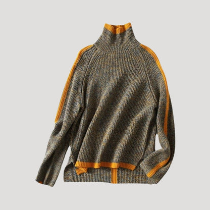 Pull Femme Tricot Col Roulé et Texture Côtelée - BerlinGlamour