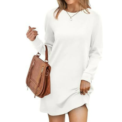 Robe Femme Col Rond Manches Longues Mini