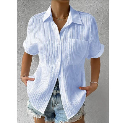 Chemise Femme Coton Légère Col Classique Boutonnée Coupe Décontractée
