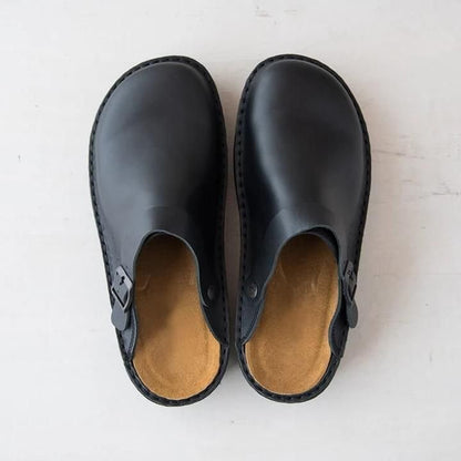 Sabots Homme Cuir Brun à Fermeture Éclair