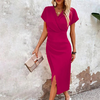 Robe Courte Féminine | Taille Relâchée avec Col V - luxestyle