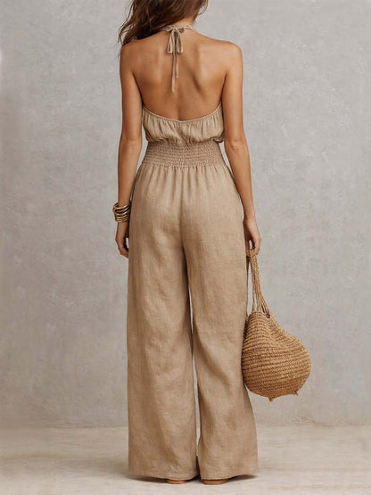 Combinaison Femme Fluide Taille Élastique Jambes Larges Halter