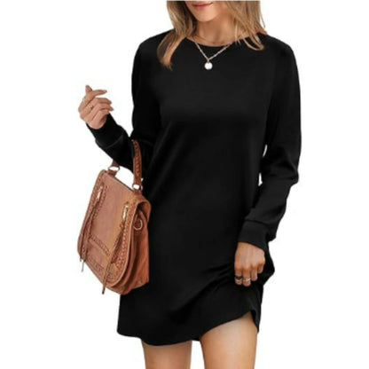 Robe Femme Col Rond Manches Longues Mini