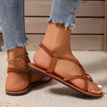 Sandales Plates Tressées pour Femme Printemps