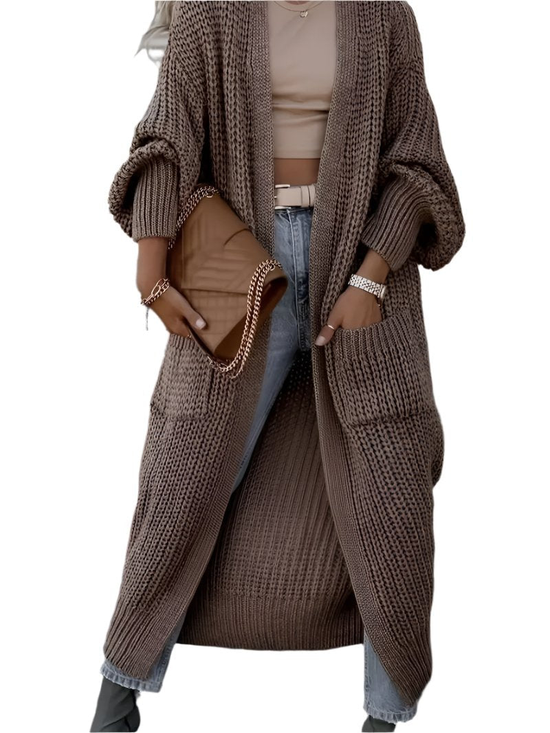 Cardigan Femme Longue Douillette avec Poches pour Hiver - PanierRoyale