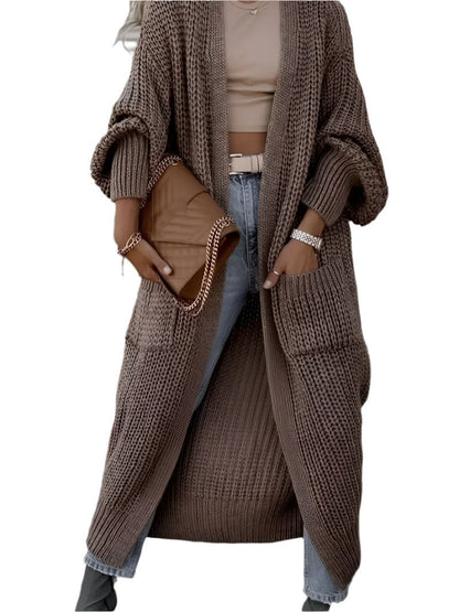 Cardigan Femme Longue Douillette avec Poches pour Hiver - PanierRoyale