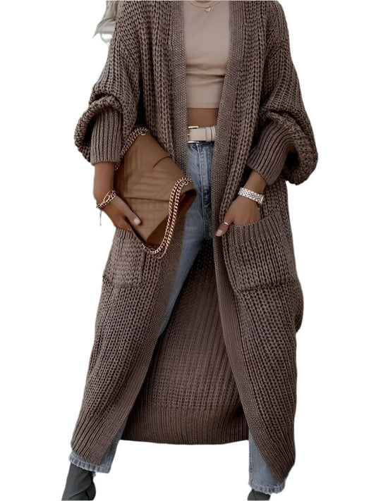 Cardigan Femme Longue Douillette avec Poches pour Hiver - PanierRoyale