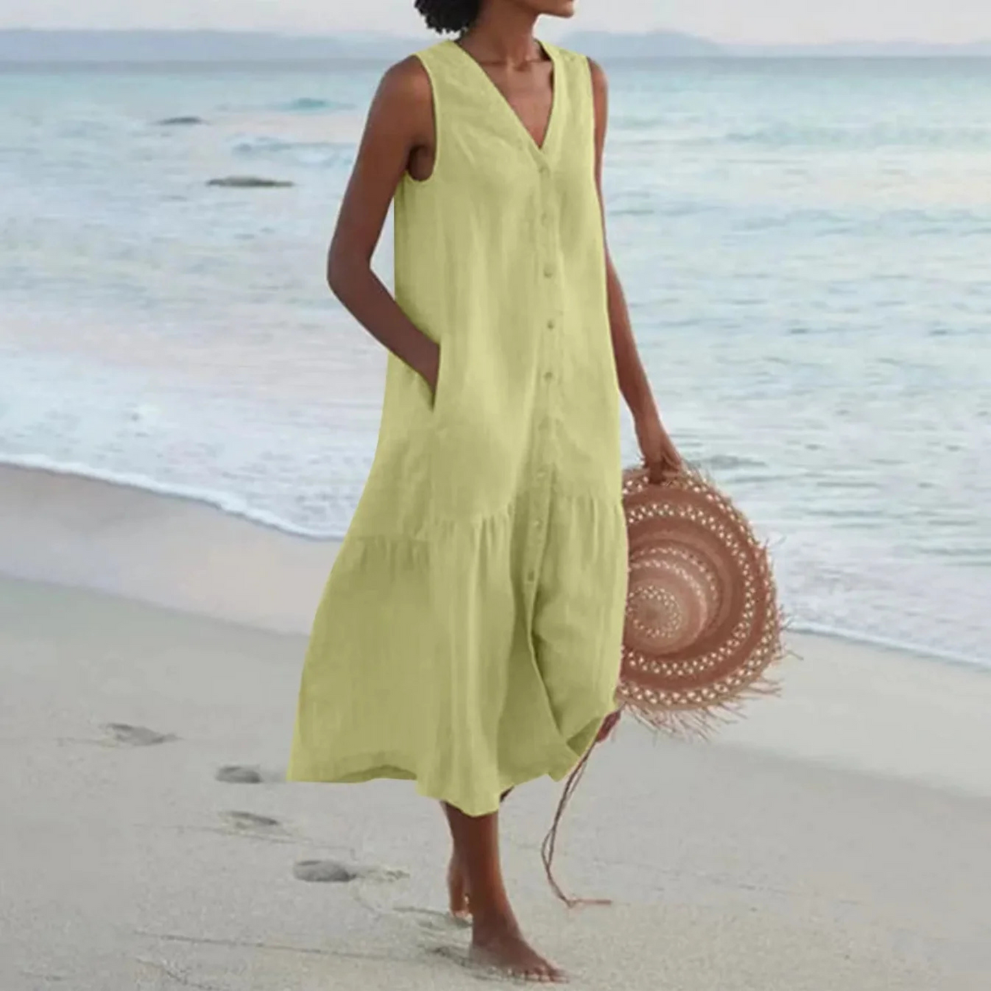 Robe Femme Chic Col en V Décolleté