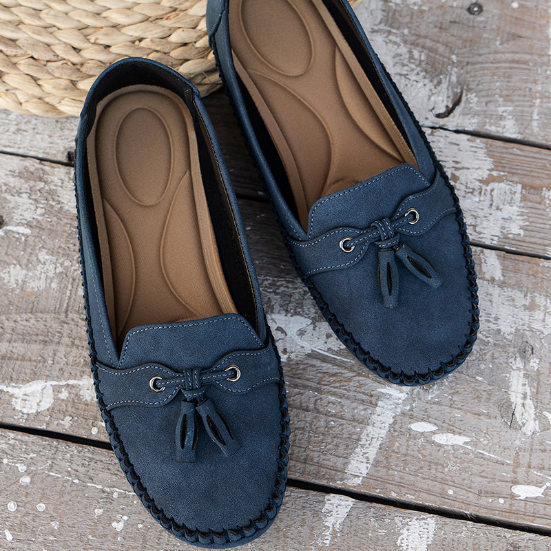 Mocassins Femme Cuir Souple Noeud Décoratif Semelle Flexible
