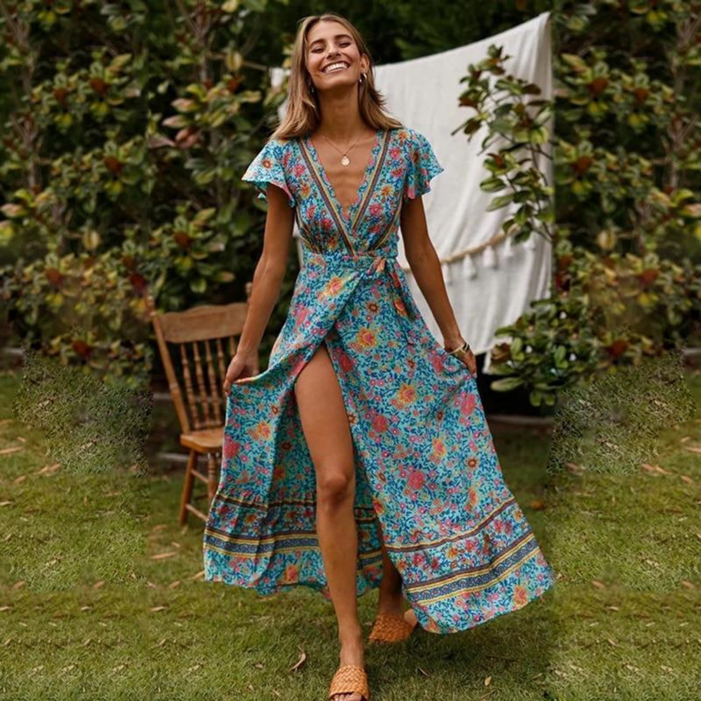 Robe Longue Femme Élégante Fente Élevée - luxestyle