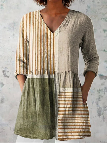 Tunique Longue Femme Coton Décolleté en V Coupe Ample