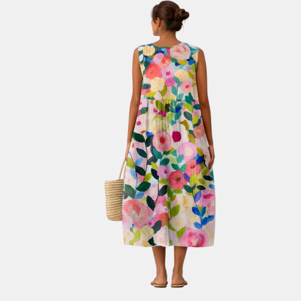 Robe midi Femme Coton Viscose Sans Manches
