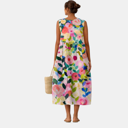 Robe midi Femme Coton Viscose Sans Manches