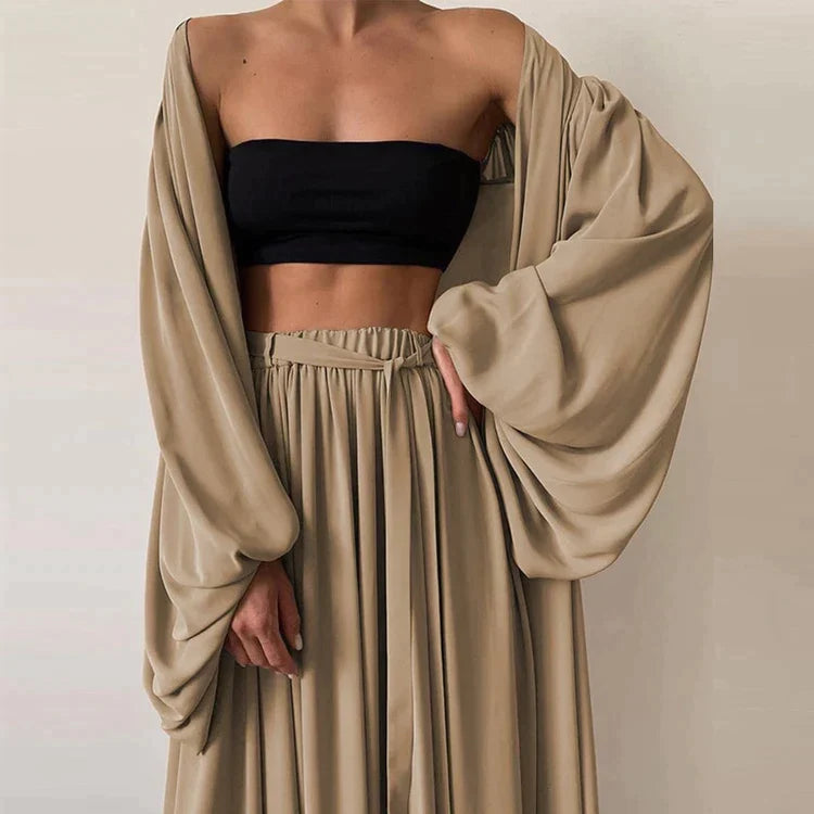 Robe de soirée noire élégante avec manches longues