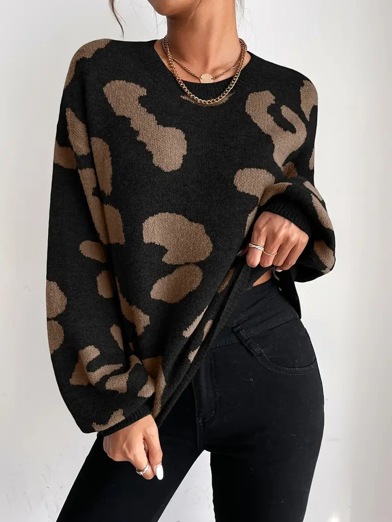 Pull Femme Col Rond Léopard Chic et Tendance