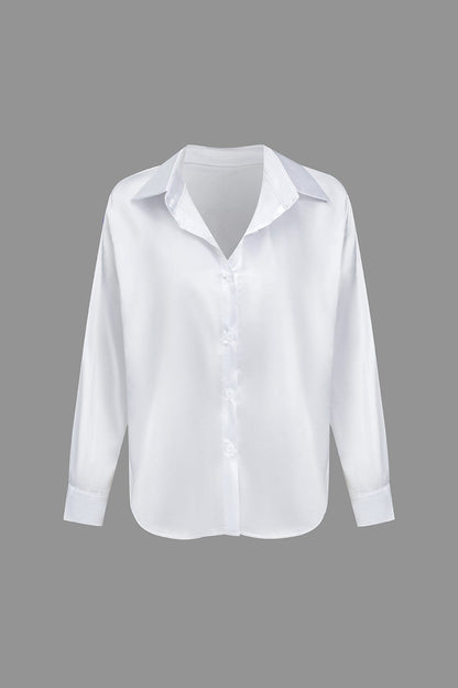 Blouse Élégante en Soie Satinée Longue Manche
