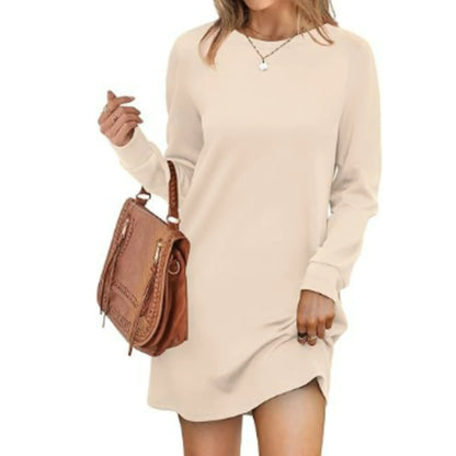Robe Femme Col Rond Manches Longues Mini