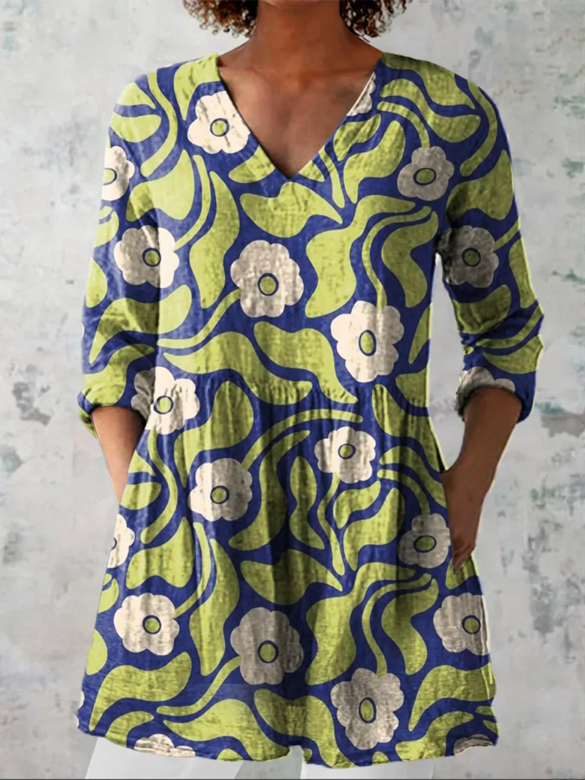 Tunique Longue Femme Coton Décolleté en V Coupe Ample