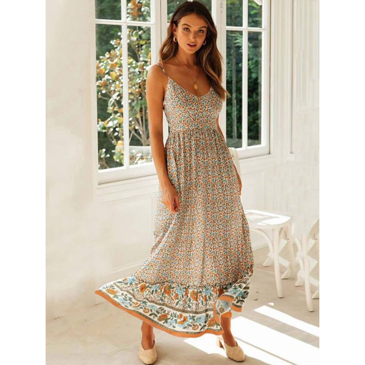 Robe Féminine Col V Élégante - luxestyle