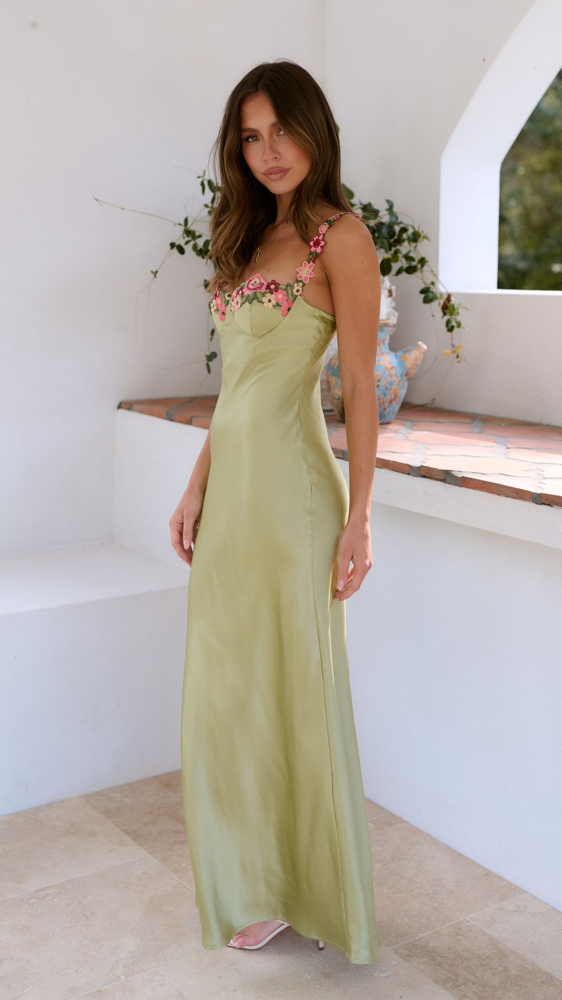 Robe Florale Élégante pour Femme Taille Slim Longue