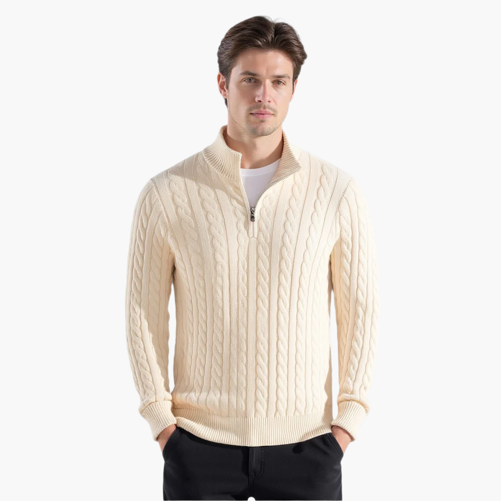 Pull Homme Élégant Col Montant en Laine Mélangée - PanierRoyale