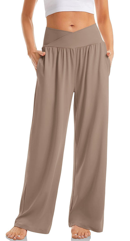 Pantalon de sport femme taille haute élastique