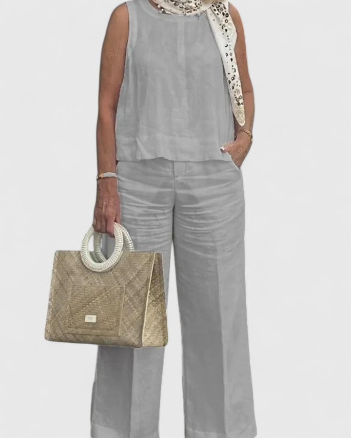 Ensemble Décontracté Femmes Sans Manches avec Pantalon Large
