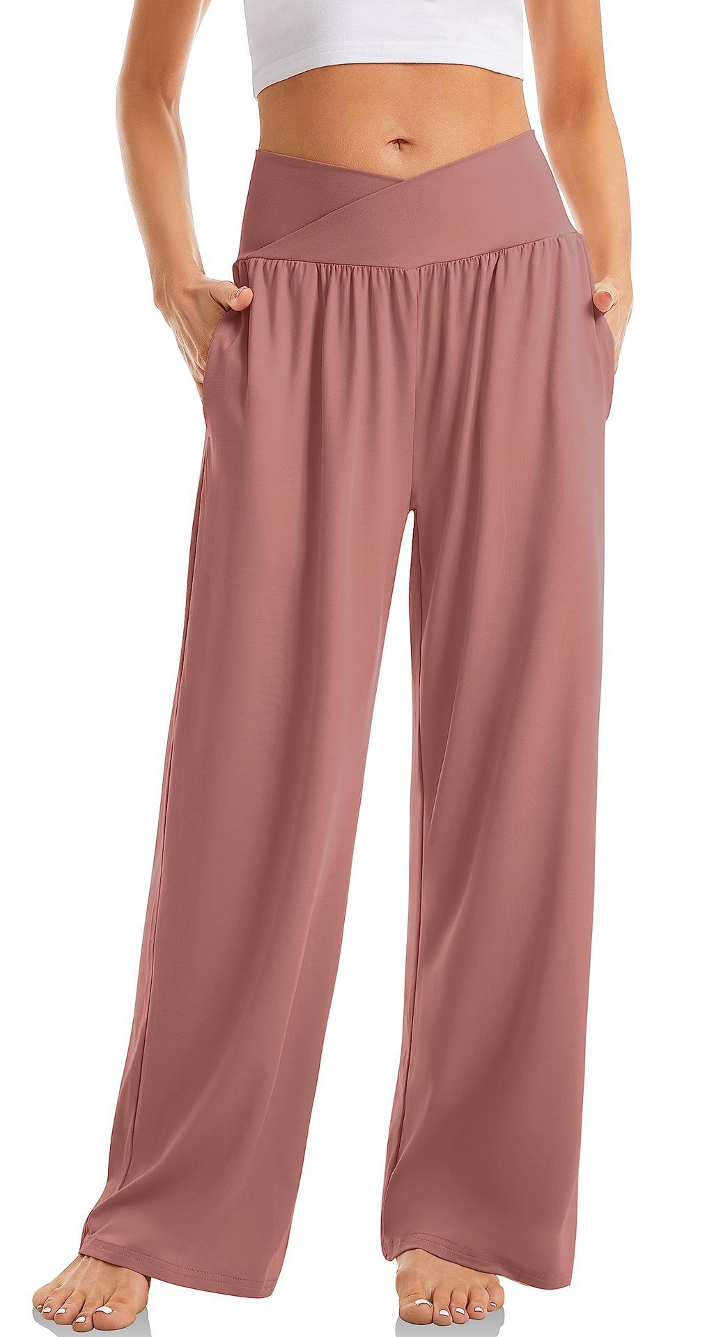 Pantalon de sport femme taille haute élastique