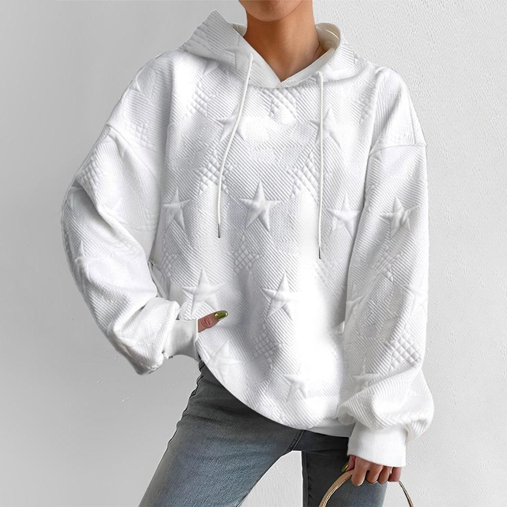 Sweat Capuche Femme Blanc Étoilé Hiver