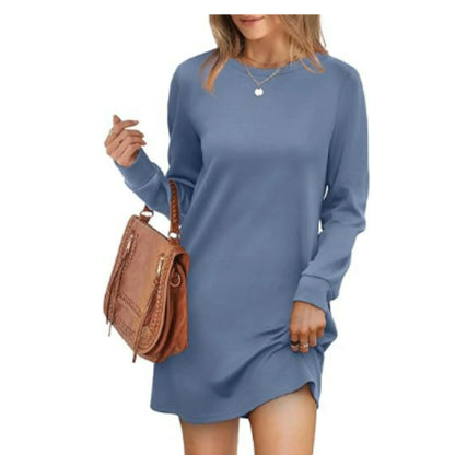 Robe Femme Col Rond Manches Longues Mini