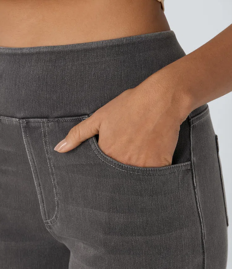 Jean Femme Denim Extensible Taille Haute Coupe Large