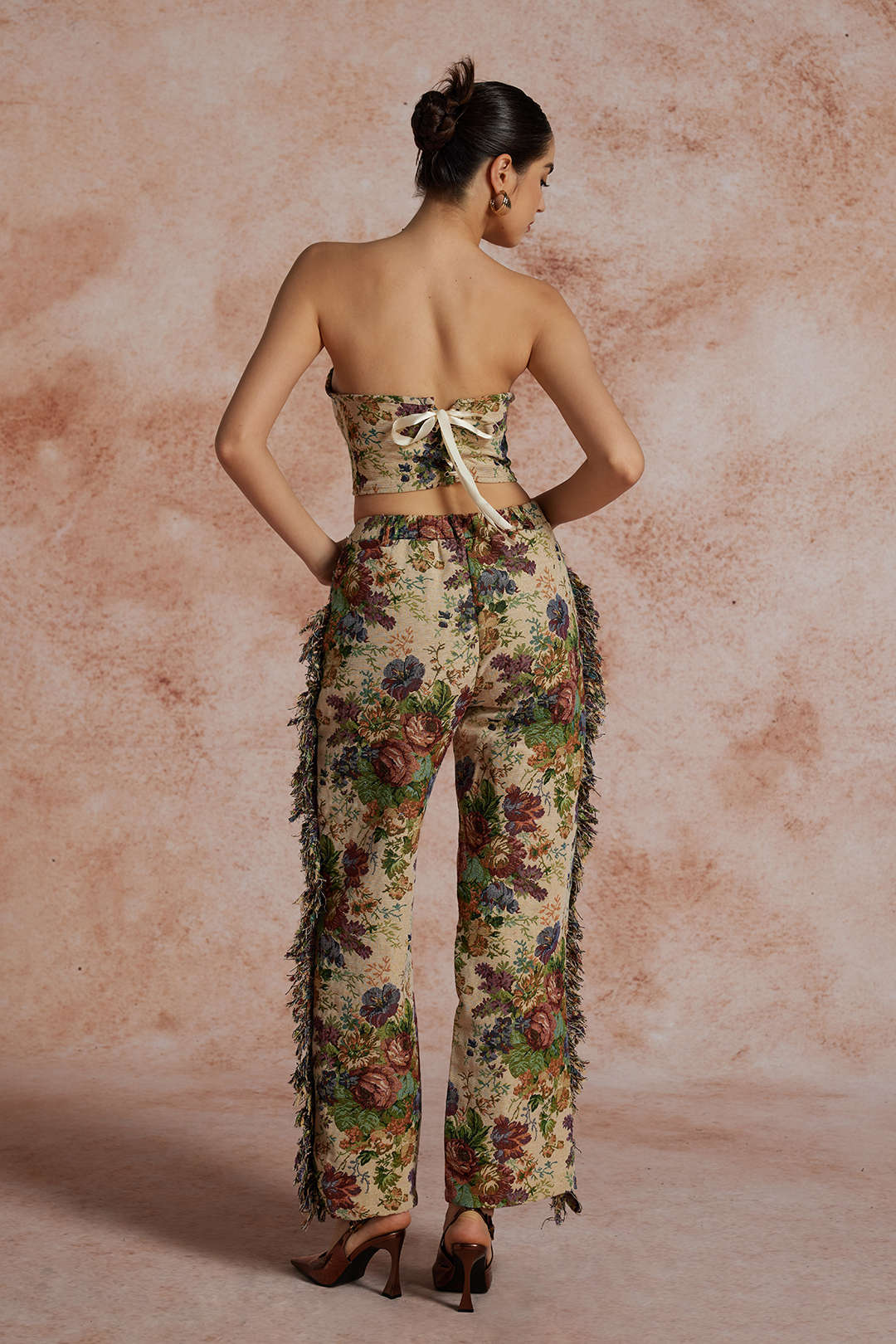 Maillot de Bain Bustier et Pantalon de Plage Brodé