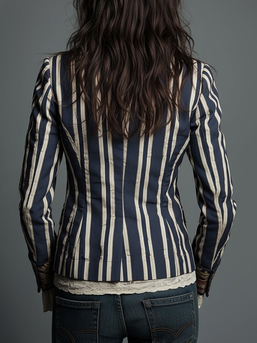 Blazer Femme Polyester Imprimé Floral Coupe Bohème
