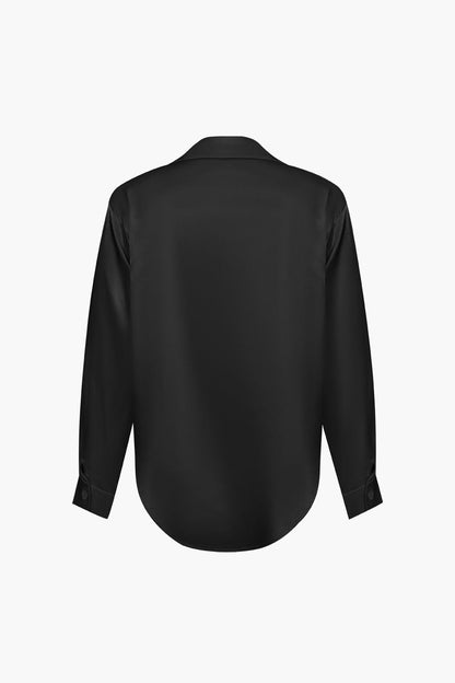 Blouse Élégante en Soie Satinée Longue Manche
