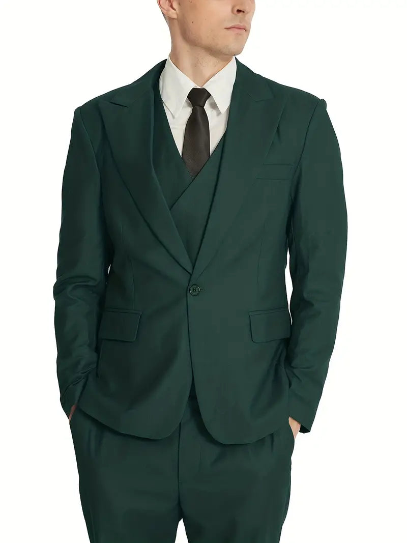 Costume Homme 3 Pièces : Blazer, Gilet et Pantalon Élégant