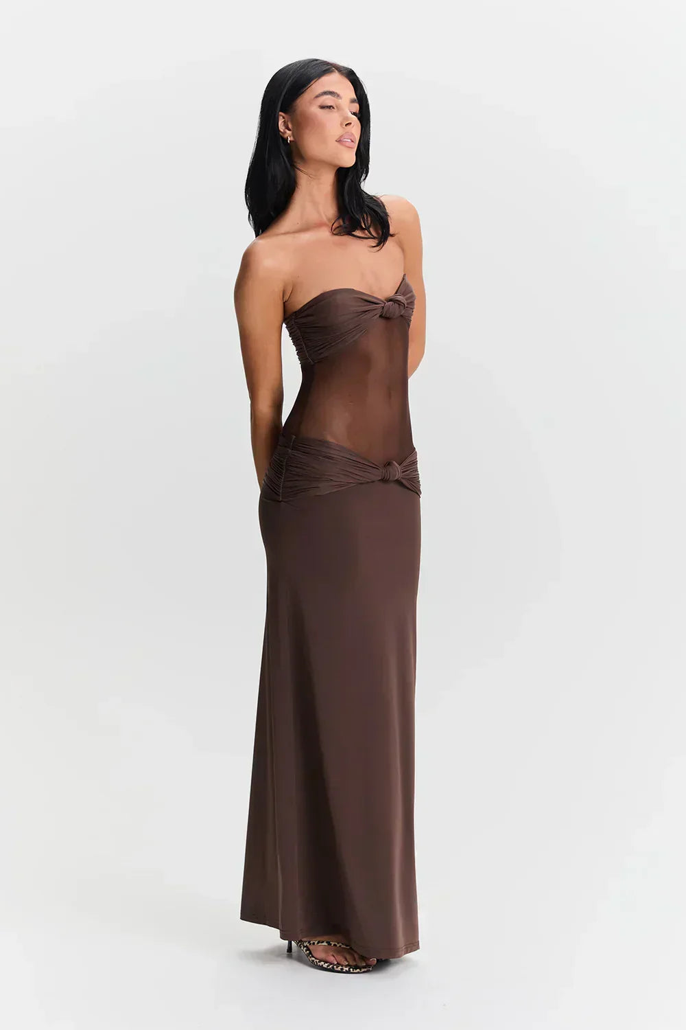 Robe Longue Femme Bustier Détail Mesh