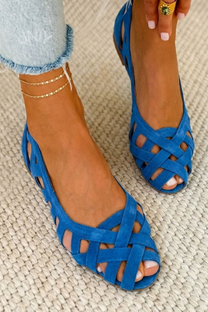 Sandales plates Femme Tressées Bout Ouvert